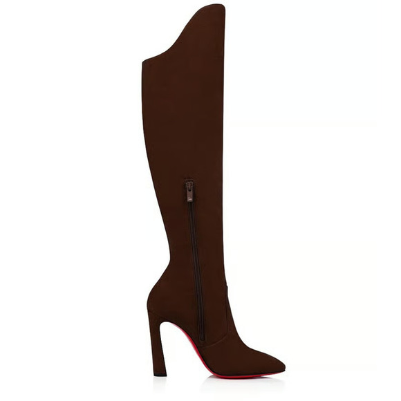 Christian Louboutin Eleonor Botta 100 Arabica Brown OTK Knee High Heel Boot 39.5 - Picture 9 of 12